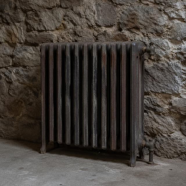 an old cast-iron radiator standing against a bare stone wall
Chat attachment instruction: Generate exactly one in-world chat attachment, not a collage, split-screen, comic panel, flashback, or explanatory scene. If the prompt is a screenshot, phone screen, document, note, card, map, receipt, label, object photo, or photo someone took, frame that artifact directly. A name appearing in visible text or in 'photo taken by X' is not an instruction to draw that person. Do not show recurring story participants as visible people unless the prompt itself explicitly says they are visible. Keep unrequested people, faces, and bodies out of the image.