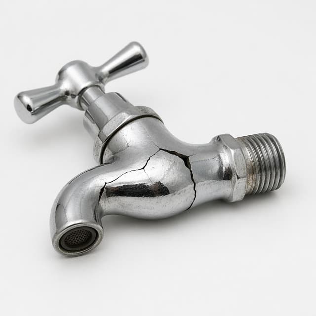 a single cracked chrome tap lying on its side on a plain white surface
Chat attachment instruction: Generate exactly one in-world chat attachment, not a collage, split-screen, comic panel, flashback, or explanatory scene. If the prompt is a screenshot, phone screen, document, note, card, map, receipt, label, object photo, or photo someone took, frame that artifact directly. A name appearing in visible text or in 'photo taken by X' is not an instruction to draw that person. Do not show recurring story participants as visible people unless the prompt itself explicitly says they are visible. Keep unrequested people, faces, and bodies out of the image.