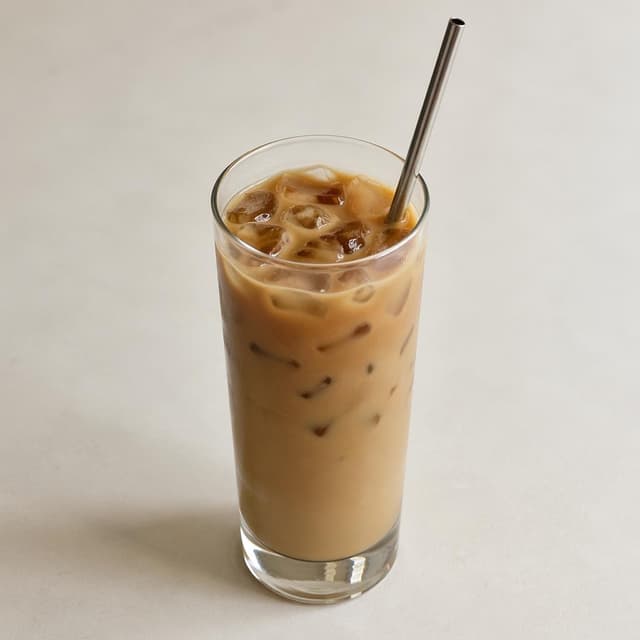 A tall glass of milky iced coffee with a long metal straw on a plain pale surface
Chat attachment instruction: Generate exactly one in-world chat attachment, not a collage, split-screen, comic panel, flashback, or explanatory scene. If the prompt is a screenshot, phone screen, document, note, card, map, receipt, label, object photo, or photo someone took, frame that artifact directly. A name appearing in visible text or in 'photo taken by X' is not an instruction to draw that person. Do not show recurring story participants as visible people unless the prompt itself explicitly says they are visible. Keep unrequested people, faces, and bodies out of the image.