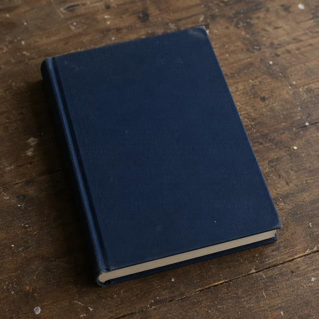 A simple dark blue hardcover notebook resting on a dusty wooden surface
Chat attachment instruction: Generate exactly one in-world chat attachment, not a collage, split-screen, comic panel, flashback, or explanatory scene. If the prompt is a screenshot, phone screen, document, note, card, map, receipt, label, object photo, or photo someone took, frame that artifact directly. A name appearing in visible text or in 'photo taken by X' is not an instruction to draw that person. Do not show recurring story participants as visible people unless the prompt itself explicitly says they are visible. Keep unrequested people, faces, and bodies out of the image.