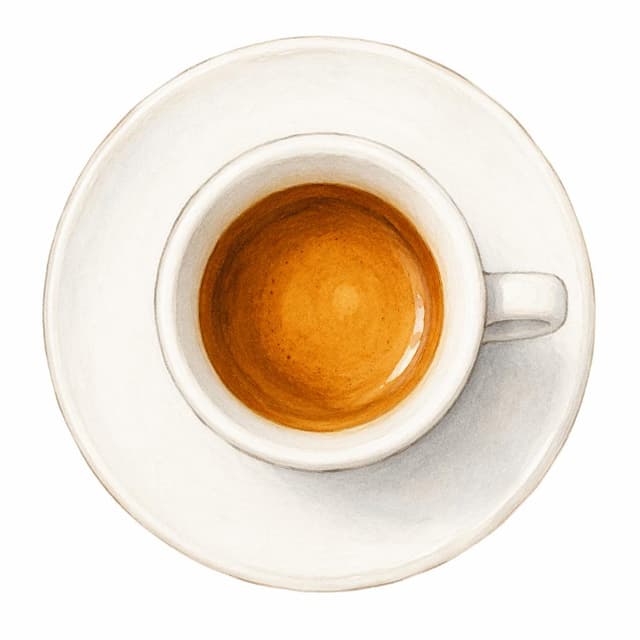 A small white espresso cup on a plain white saucer, top-down view, storybook style
Chat attachment instruction: Generate exactly one in-world chat attachment, not a collage, split-screen, comic panel, flashback, or explanatory scene. If the prompt is a screenshot, phone screen, document, note, card, map, receipt, label, object photo, or photo someone took, frame that artifact directly. A name appearing in visible text or in 'photo taken by X' is not an instruction to draw that person. Do not show recurring story participants as visible people unless the prompt itself explicitly says they are visible. Keep unrequested people, faces, and bodies out of the image.