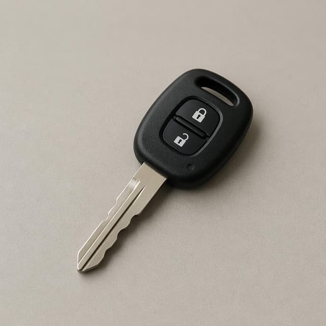 a single car key resting on a plain surface
Chat attachment instruction: Generate exactly one in-world chat attachment, not a collage, split-screen, comic panel, flashback, or explanatory scene. If the prompt is a screenshot, phone screen, document, note, card, map, receipt, label, object photo, or photo someone took, frame that artifact directly. A name appearing in visible text or in 'photo taken by X' is not an instruction to draw that person. Do not show recurring story participants as visible people unless the prompt itself explicitly says they are visible. Keep unrequested people, faces, and bodies out of the image.