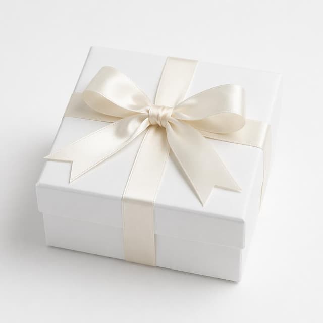 a white gift box tied with a pale satin ribbon, sitting on a plain white surface
Chat attachment instruction: Generate exactly one in-world chat attachment, not a collage, split-screen, comic panel, flashback, or explanatory scene. If the prompt is a screenshot, phone screen, document, note, card, map, receipt, label, object photo, or photo someone took, frame that artifact directly. A name appearing in visible text or in 'photo taken by X' is not an instruction to draw that person. Do not show recurring story participants as visible people unless the prompt itself explicitly says they are visible. Keep unrequested people, faces, and bodies out of the image.
