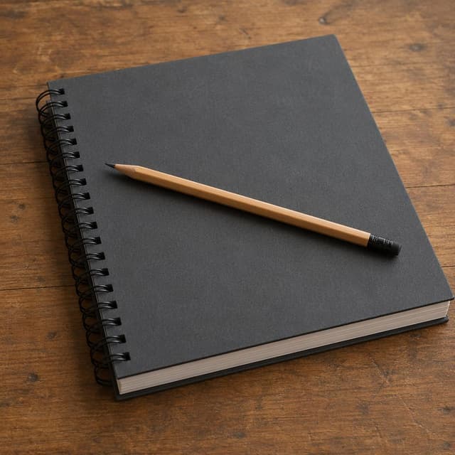 A single wooden pencil resting on top of a closed sketchbook
Chat attachment instruction: Generate exactly one in-world chat attachment, not a collage, split-screen, comic panel, flashback, or explanatory scene. If the prompt is a screenshot, phone screen, document, note, card, map, receipt, label, object photo, or photo someone took, frame that artifact directly. A name appearing in visible text or in 'photo taken by X' is not an instruction to draw that person. Do not show recurring story participants as visible people unless the prompt itself explicitly says they are visible. Keep unrequested people, faces, and bodies out of the image.