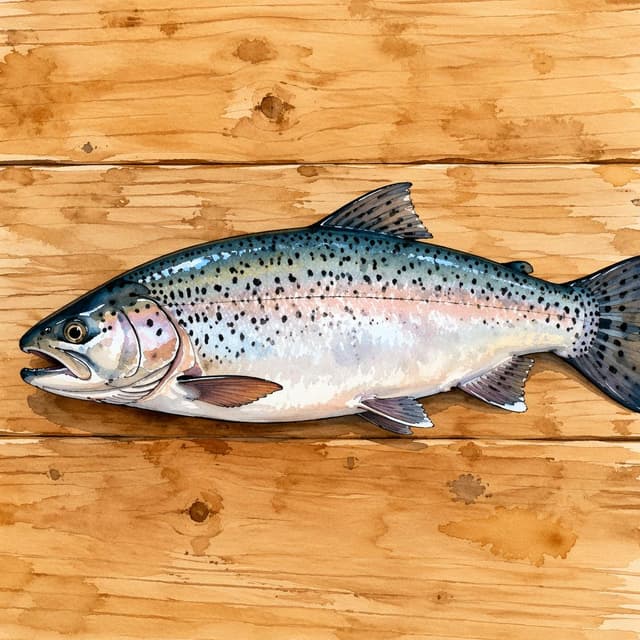 A single large fresh-caught fish lying on a plain wooden surface, charming ink and watercolor painting, clean lines, vibrant but soft color palette, storybook style
Chat attachment instruction: Generate exactly one in-world chat attachment, not a collage, split-screen, comic panel, flashback, or explanatory scene. If the prompt is a screenshot, phone screen, document, note, card, map, receipt, label, object photo, or photo someone took, frame that artifact directly. A name appearing in visible text or in 'photo taken by X' is not an instruction to draw that person. Do not show recurring story participants as visible people unless the prompt itself explicitly says they are visible. Keep unrequested people, faces, and bodies out of the image.