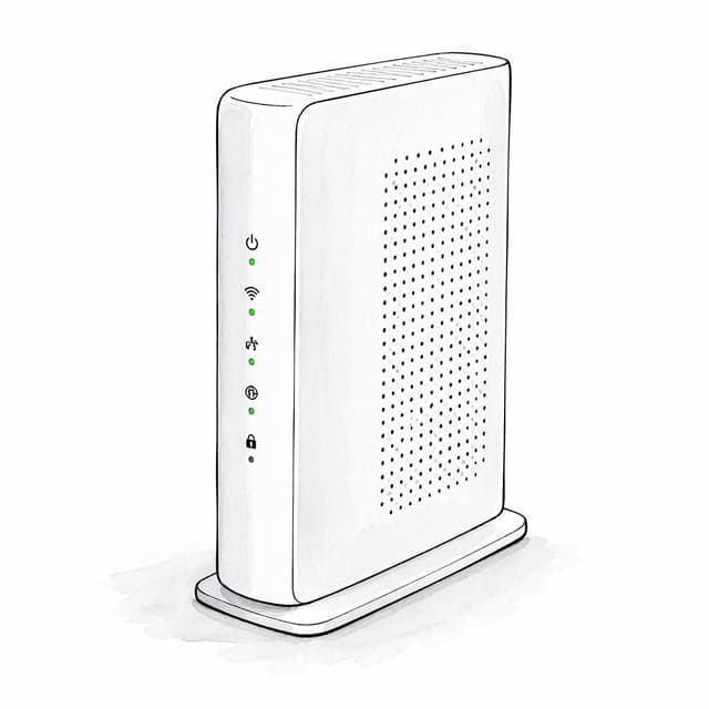 A white home wi-fi router standing upright on a plain white surface, ink and watercolor style
Chat attachment instruction: Generate exactly one in-world chat attachment, not a collage, split-screen, comic panel, flashback, or explanatory scene. If the prompt is a screenshot, phone screen, document, note, card, map, receipt, label, object photo, or photo someone took, frame that artifact directly. A name appearing in visible text or in 'photo taken by X' is not an instruction to draw that person. Do not show recurring story participants as visible people unless the prompt itself explicitly says they are visible. Keep unrequested people, faces, and bodies out of the image.
