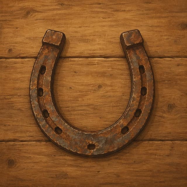 A rusty old horseshoe on a plain wooden surface, clean framing, storybook style
Chat attachment instruction: Generate exactly one in-world chat attachment, not a collage, split-screen, comic panel, flashback, or explanatory scene. If the prompt is a screenshot, phone screen, document, note, card, map, receipt, label, object photo, or photo someone took, frame that artifact directly. A name appearing in visible text or in 'photo taken by X' is not an instruction to draw that person. Do not show recurring story participants as visible people unless the prompt itself explicitly says they are visible. Keep unrequested people, faces, and bodies out of the image.