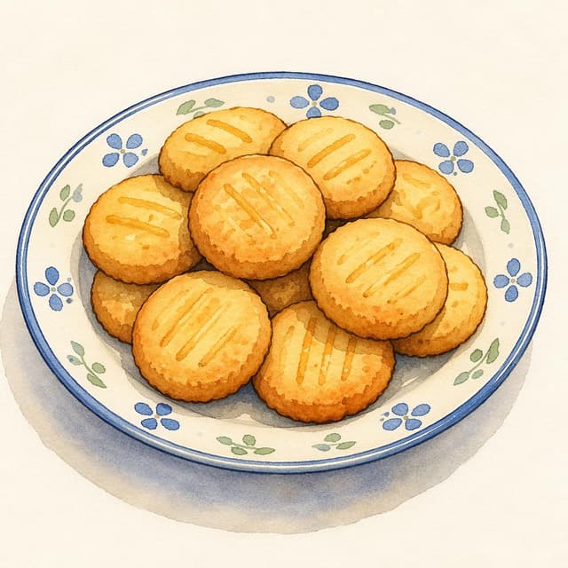 A plate of small round cookies on a plain surface, charming ink and watercolor painting, clean lines, vibrant but soft color palette, storybook style
Chat attachment instruction: Generate exactly one in-world chat attachment, not a collage, split-screen, comic panel, flashback, or explanatory scene. If the prompt is a screenshot, phone screen, document, note, card, map, receipt, label, object photo, or photo someone took, frame that artifact directly. A name appearing in visible text or in 'photo taken by X' is not an instruction to draw that person. Do not show recurring story participants as visible people unless the prompt itself explicitly says they are visible. Keep unrequested people, faces, and bodies out of the image.