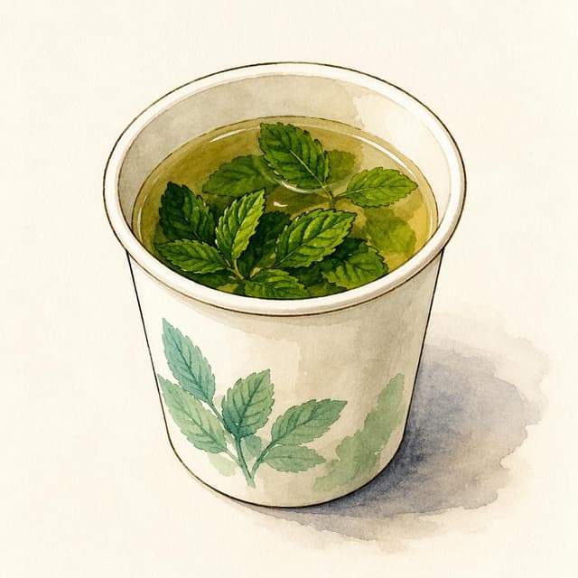 Charming ink and watercolor painting, clean lines, vibrant but soft color palette, storybook style. A simple paper cup of mint tea on a plain surface
Chat attachment instruction: Generate exactly one in-world chat attachment, not a collage, split-screen, comic panel, flashback, or explanatory scene. If the prompt is a screenshot, phone screen, document, note, card, map, receipt, label, object photo, or photo someone took, frame that artifact directly. A name appearing in visible text or in 'photo taken by X' is not an instruction to draw that person. Do not show recurring story participants as visible people unless the prompt itself explicitly says they are visible. Keep unrequested people, faces, and bodies out of the image.
