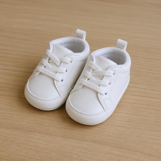 a pair of tiny white baby shoes on a plain table
Chat attachment instruction: Generate exactly one in-world chat attachment, not a collage, split-screen, comic panel, flashback, or explanatory scene. If the prompt is a screenshot, phone screen, document, note, card, map, receipt, label, object photo, or photo someone took, frame that artifact directly. A name appearing in visible text or in 'photo taken by X' is not an instruction to draw that person. Do not show recurring story participants as visible people unless the prompt itself explicitly says they are visible. Keep unrequested people, faces, and bodies out of the image.