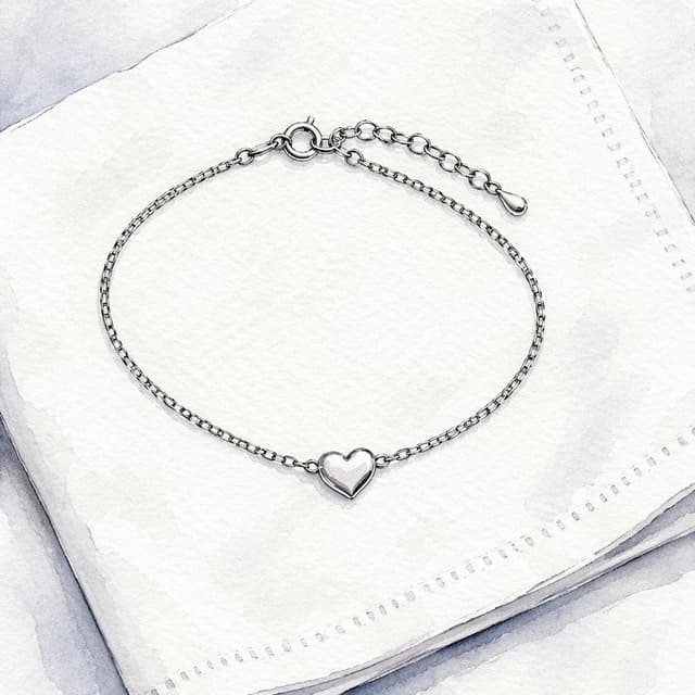 A thin silver friendship bracelet with a tiny heart charm, resting on a white napkin, ink and watercolor style
Chat attachment instruction: Generate exactly one in-world chat attachment, not a collage, split-screen, comic panel, flashback, or explanatory scene. If the prompt is a screenshot, phone screen, document, note, card, map, receipt, label, object photo, or photo someone took, frame that artifact directly. A name appearing in visible text or in 'photo taken by X' is not an instruction to draw that person. Do not show recurring story participants as visible people unless the prompt itself explicitly says they are visible. Keep unrequested people, faces, and bodies out of the image.