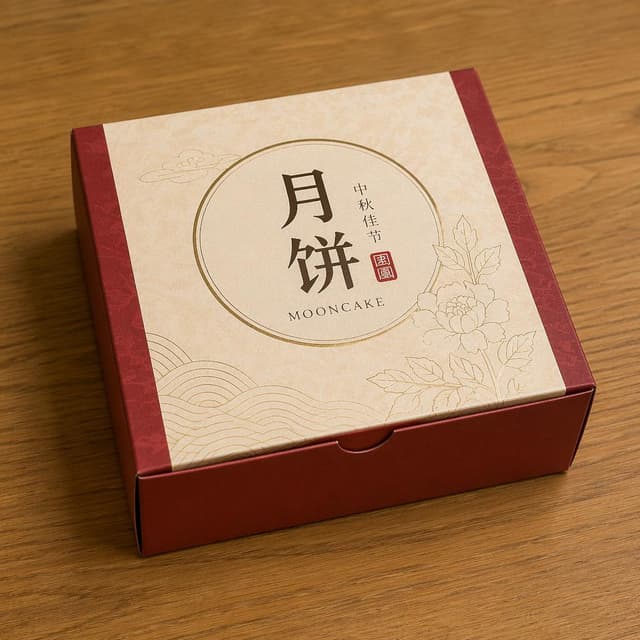 A simple paper box of mooncakes on a plain wooden surface
Chat attachment instruction: Generate exactly one in-world chat attachment, not a collage, split-screen, comic panel, flashback, or explanatory scene. If the prompt is a screenshot, phone screen, document, note, card, map, receipt, label, object photo, or photo someone took, frame that artifact directly. A name appearing in visible text or in 'photo taken by X' is not an instruction to draw that person. Do not show recurring story participants as visible people unless the prompt itself explicitly says they are visible. Keep unrequested people, faces, and bodies out of the image.