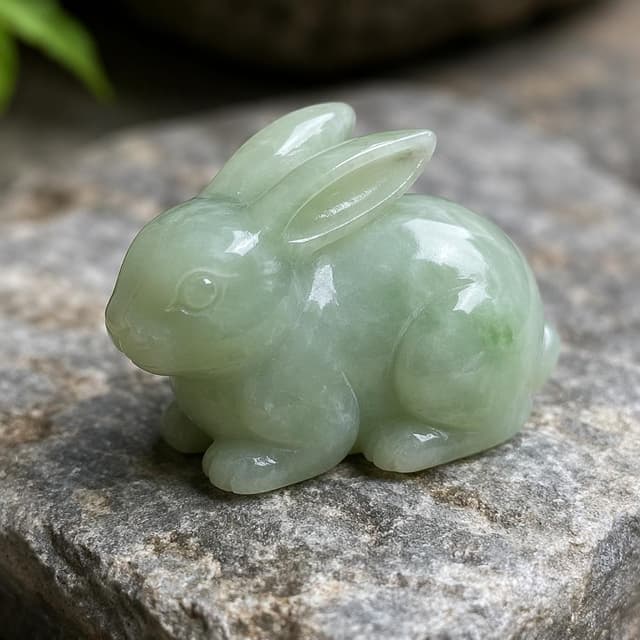 A small carved jade rabbit figurine on a stone surface
Chat attachment instruction: Generate exactly one in-world chat attachment, not a collage, split-screen, comic panel, flashback, or explanatory scene. If the prompt is a screenshot, phone screen, document, note, card, map, receipt, label, object photo, or photo someone took, frame that artifact directly. A name appearing in visible text or in 'photo taken by X' is not an instruction to draw that person. Do not show recurring story participants as visible people unless the prompt itself explicitly says they are visible. Keep unrequested people, faces, and bodies out of the image.