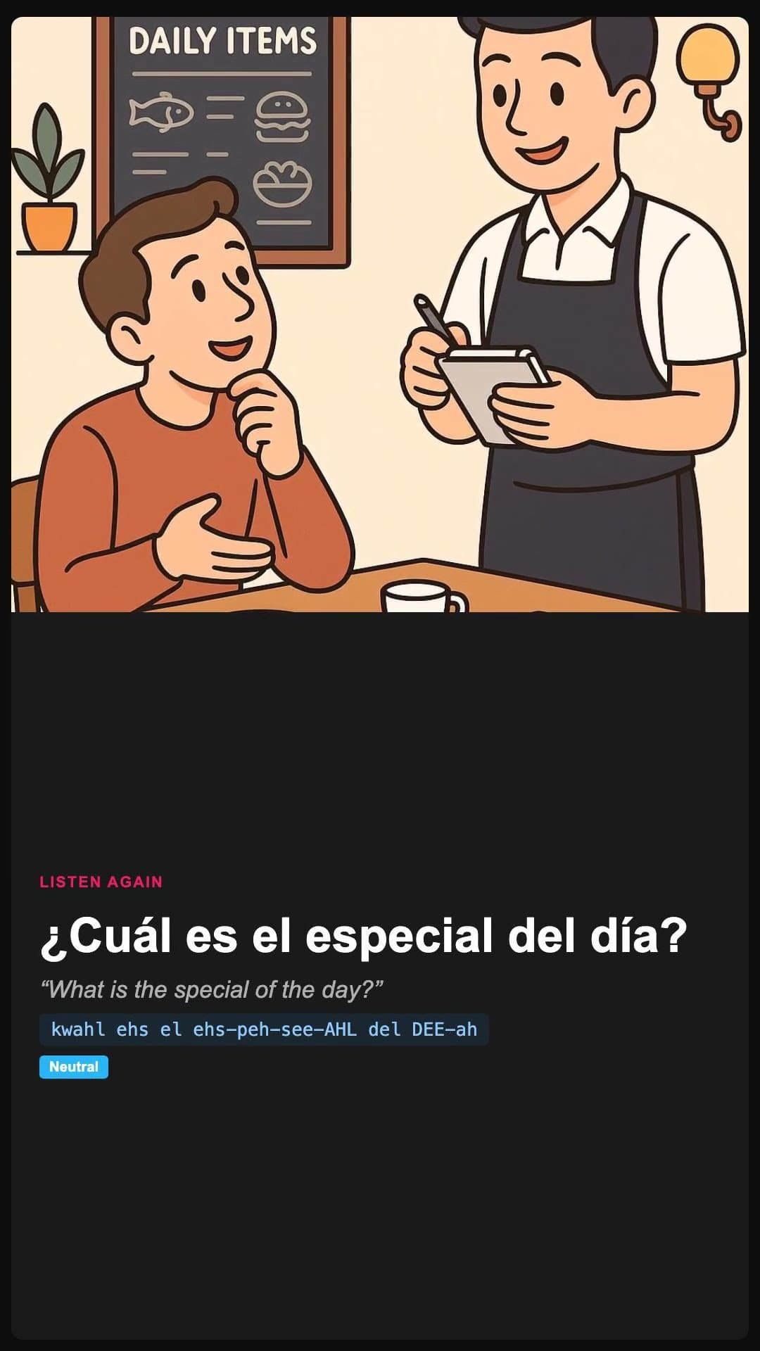 What is the special of the day? - Spanish pronunciation video
