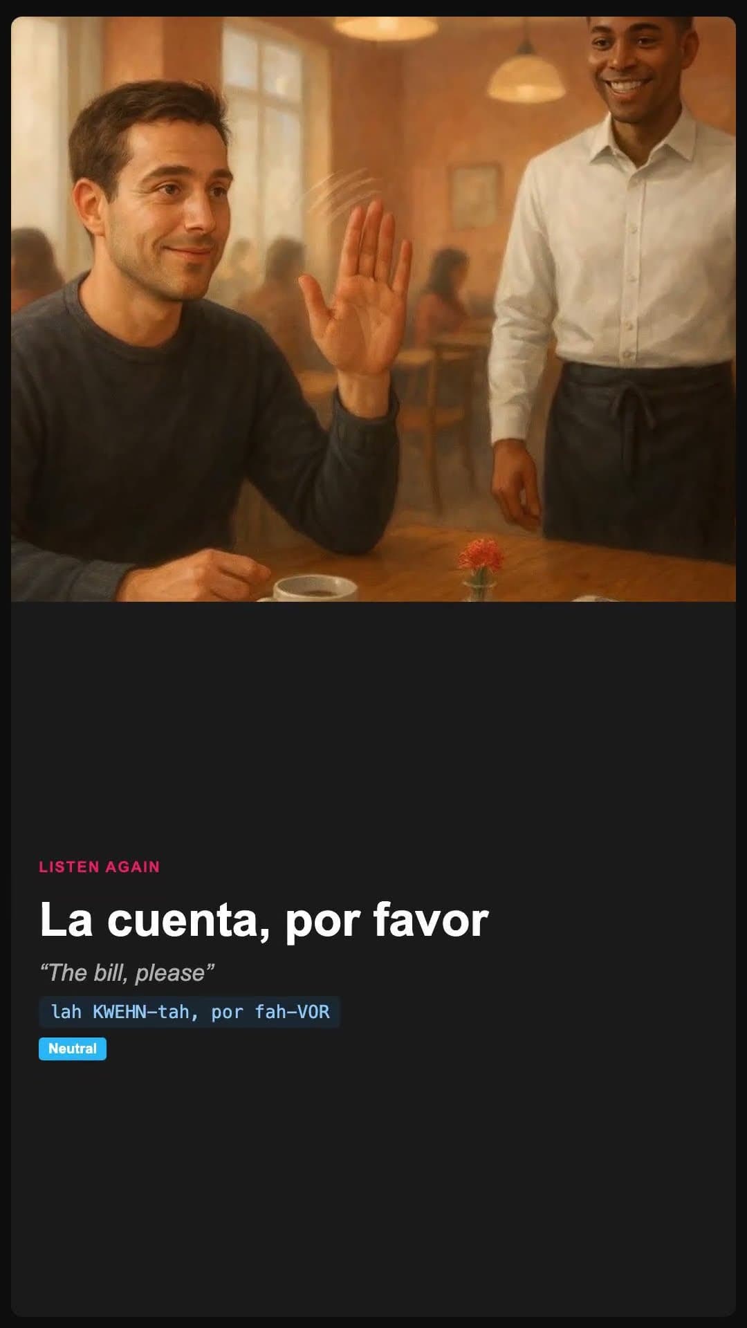 La cuenta, por favor - Spanish pronunciation video