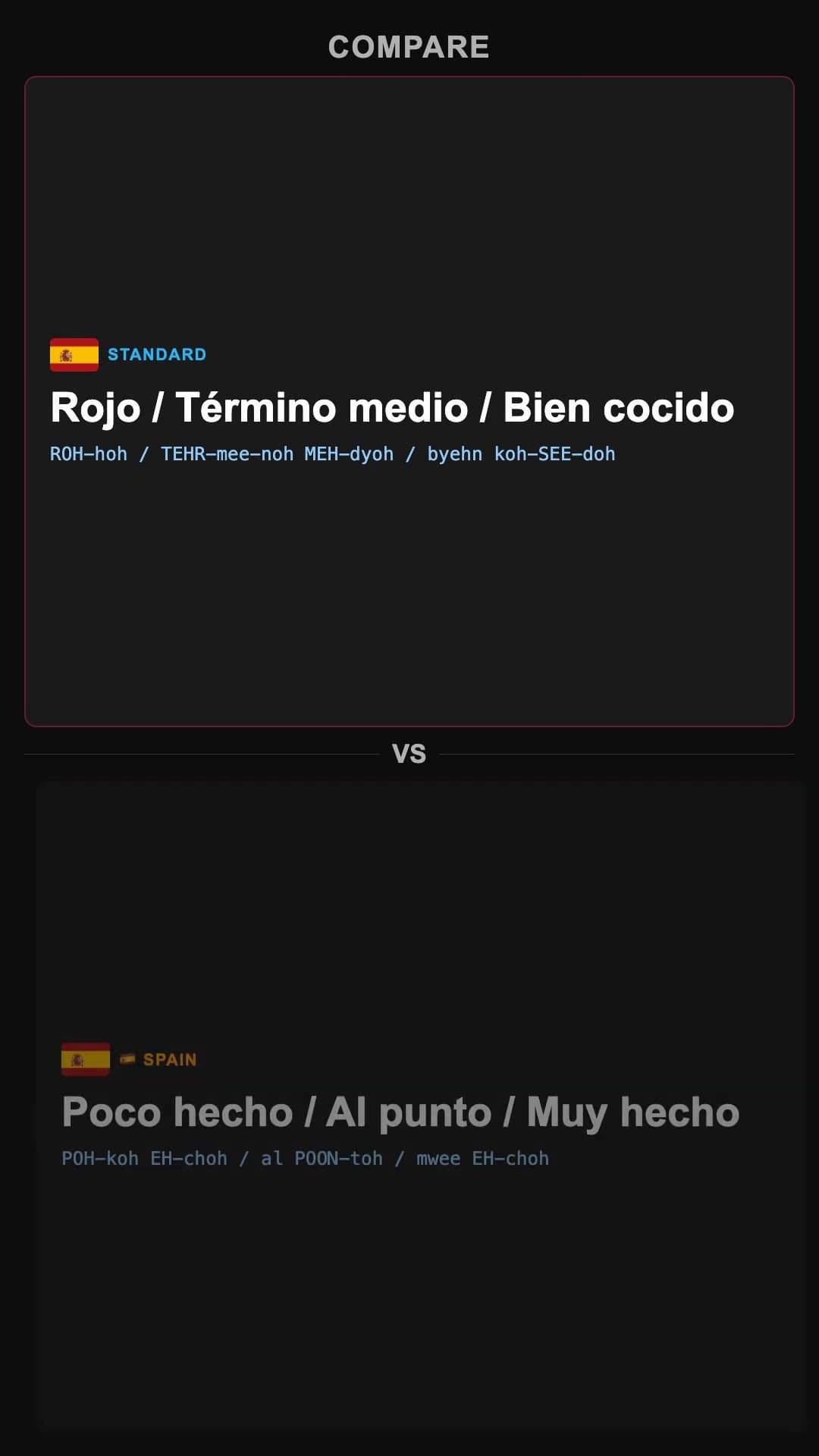 Rare, Medium, Well Done - Spanish pronunciation video