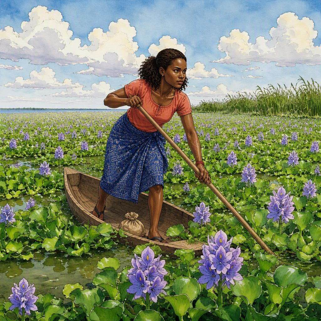 La pirogue bloquée par les jacinthes du lac Nokoué — A2 Nature & Adventure francuska historia
