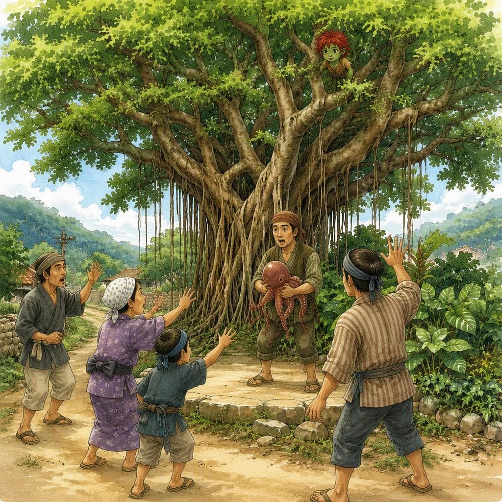 タコを持ってガジュマルに近づくな — A1 Myths & Legends japansk berättelse