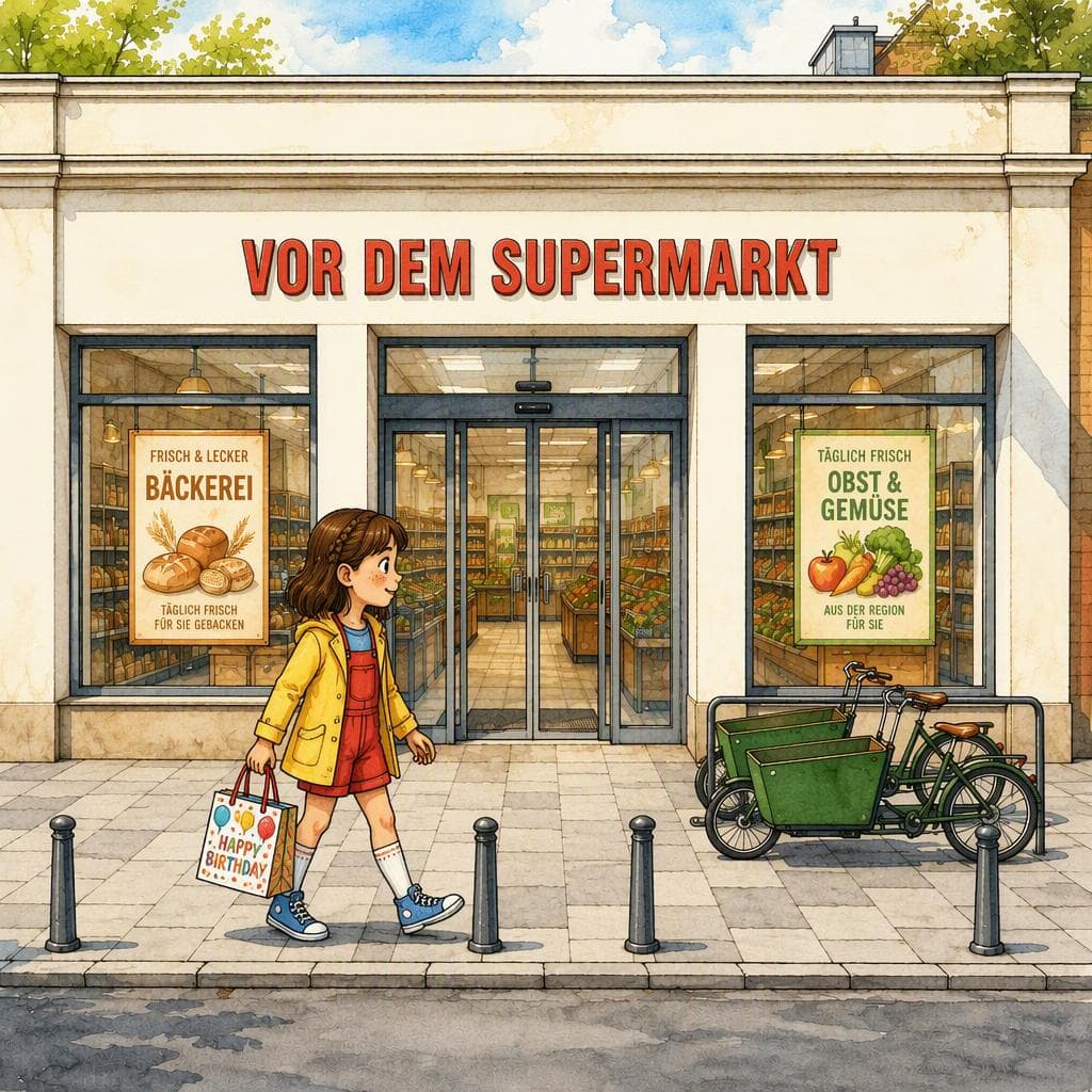 Die Einkaufstasche im falschen Lastenrad — A1 Daily Life German story
