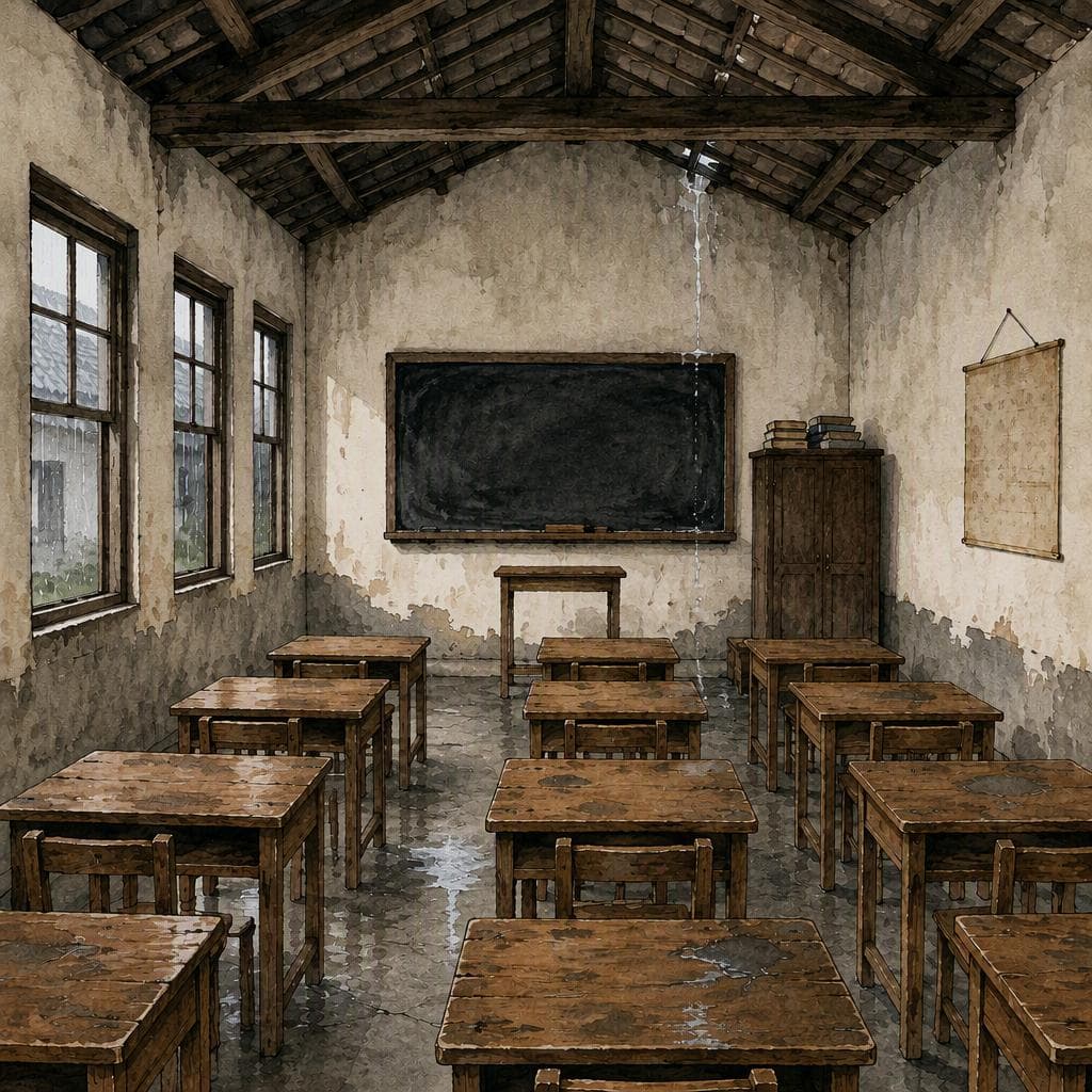 Le parapluie dans la salle de classe qui prenait l’eau de l’Université associée du Sud-Ouest — A1 History histoire chinoise