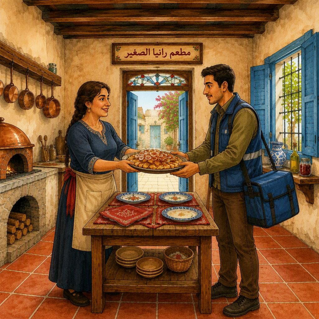 競争相手の家に届いたムサッハンの料理 — A2 Food & Cuisine アラビア語物語
