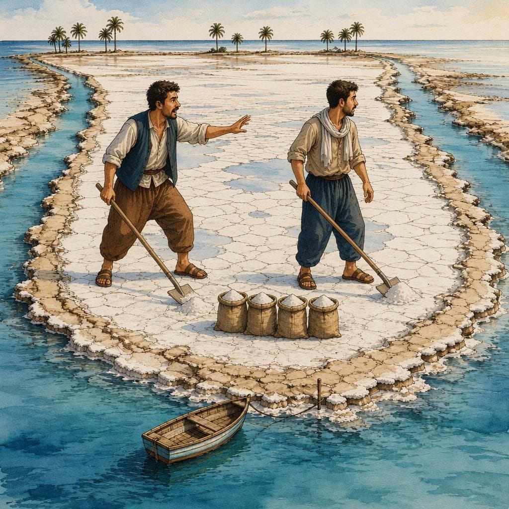 المدّ الذي حاصر جامعي الملح في قرقنة — A1 histoire arabe Nature & Adventure
