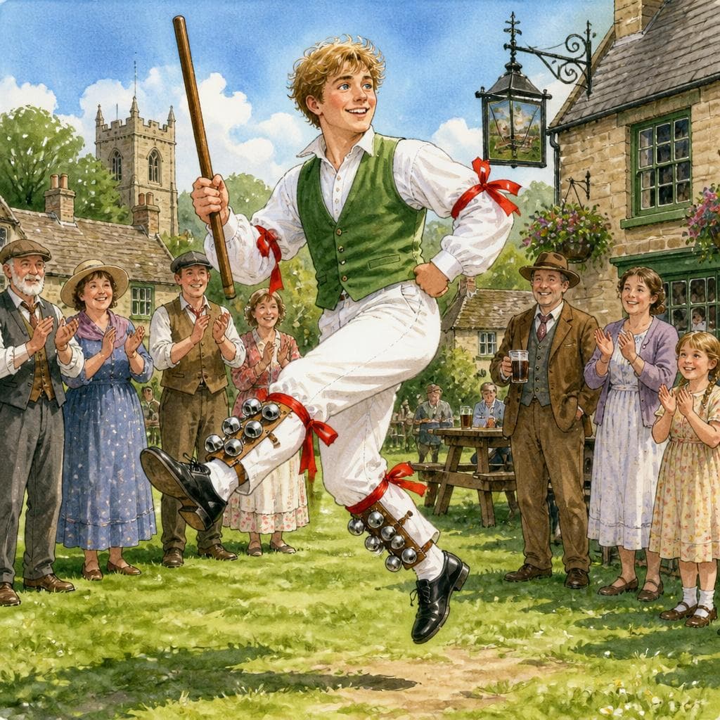 The Morris Dancer Who Missed the Last Bus — A1 Culture & Travel English story