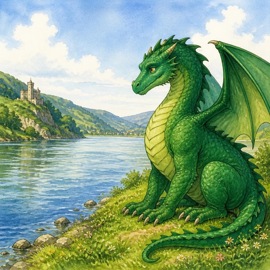 Der Drache am Rhein, der kein Feuer spuckt — A0 German story for learners