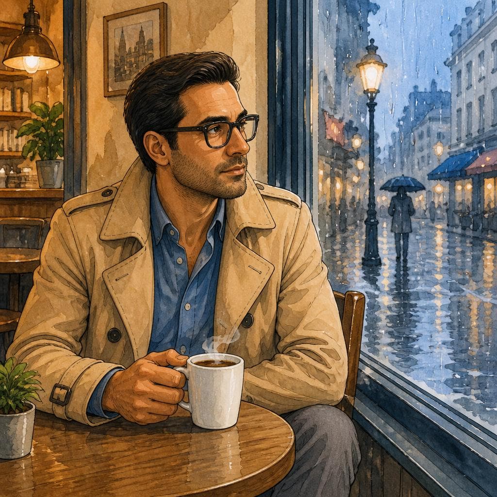Le Parapluie Rouge Oublié au Café — قصة فرنسية A0 Daily Life