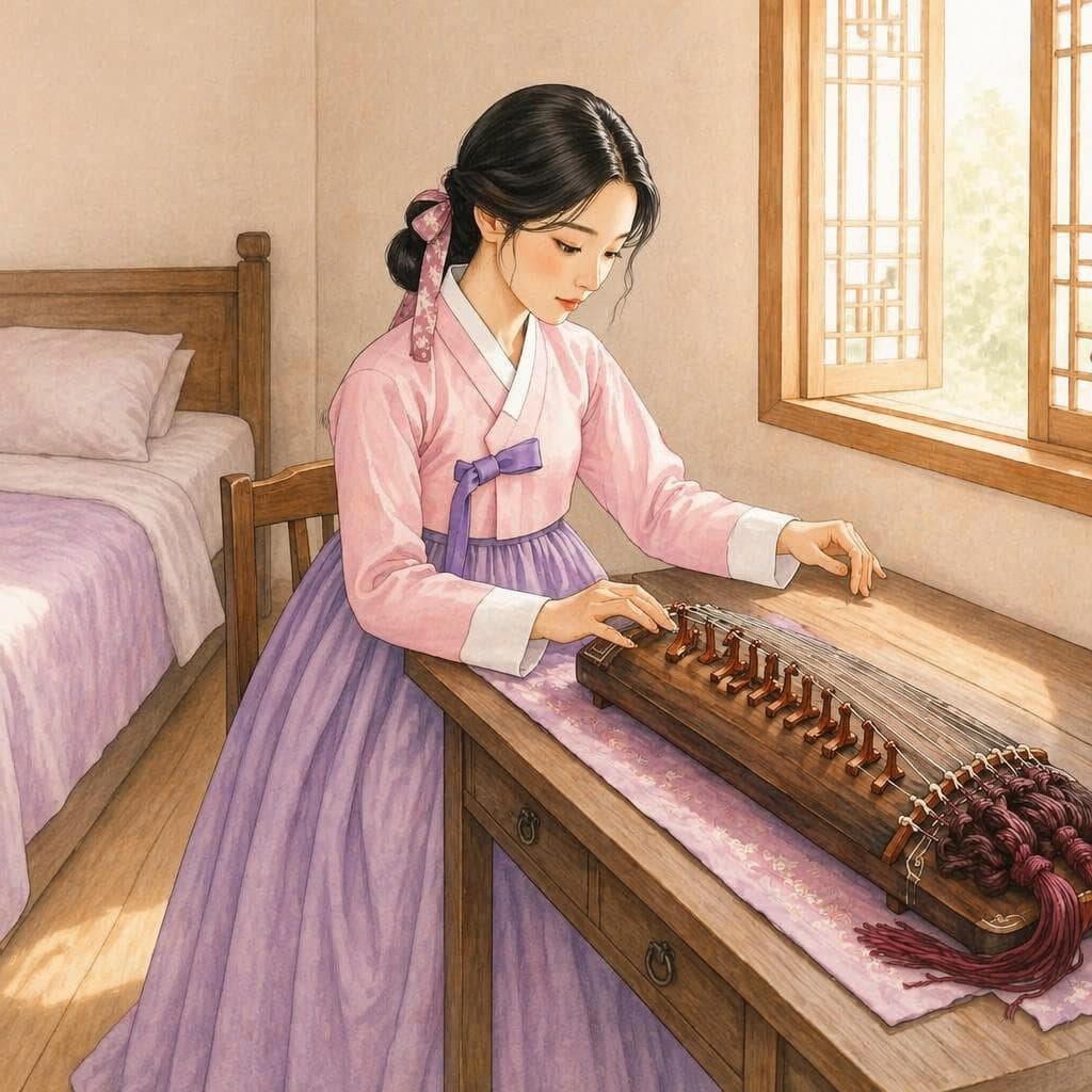 The Gayageum String That Broke Before the Last Note — Histoire coréenne A2 Music & Arts