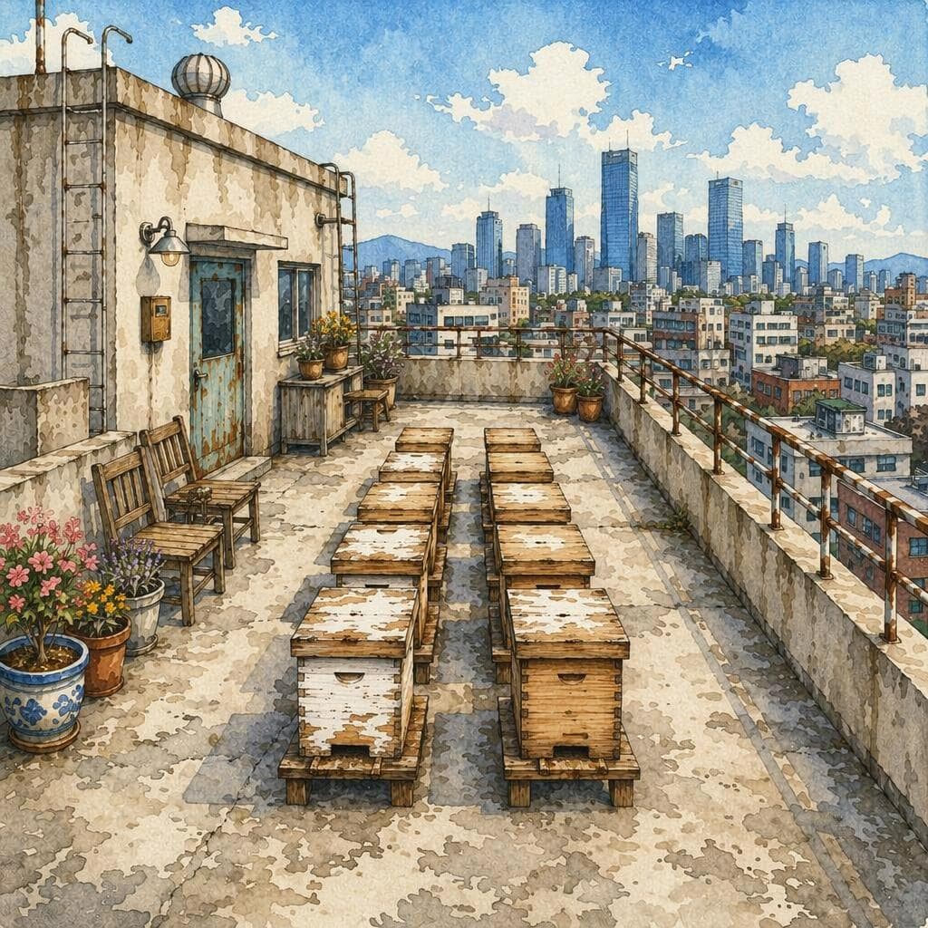 The Rooftop Where Seoul's Last Beekeeper Lives — Storia coreana B1 Daily Life