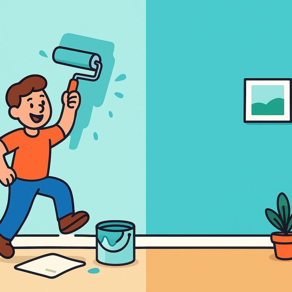 Split-screen showing a past participle as a verb (action) vs. an adjective (state).