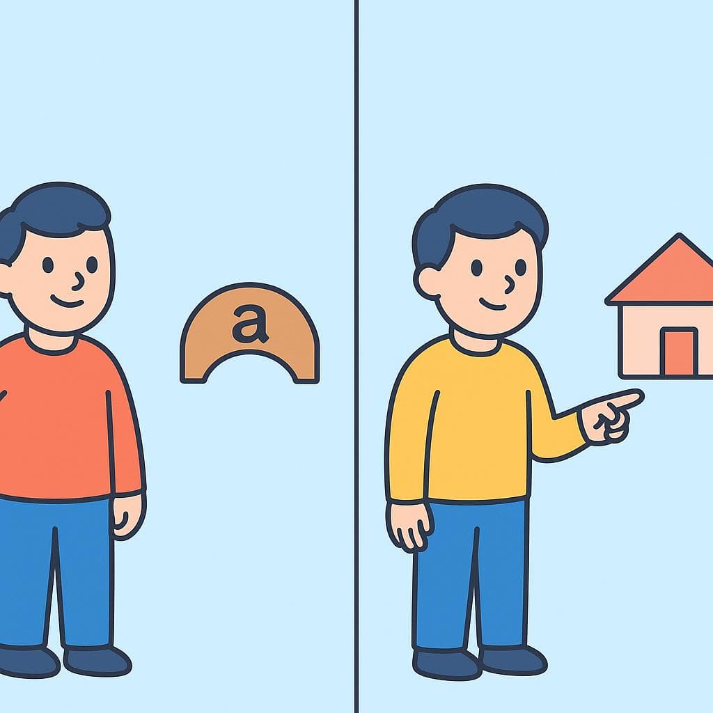 A split-screen showing the difference between 'quién' used for people with prepositions, and 'que' used for people and things directly.