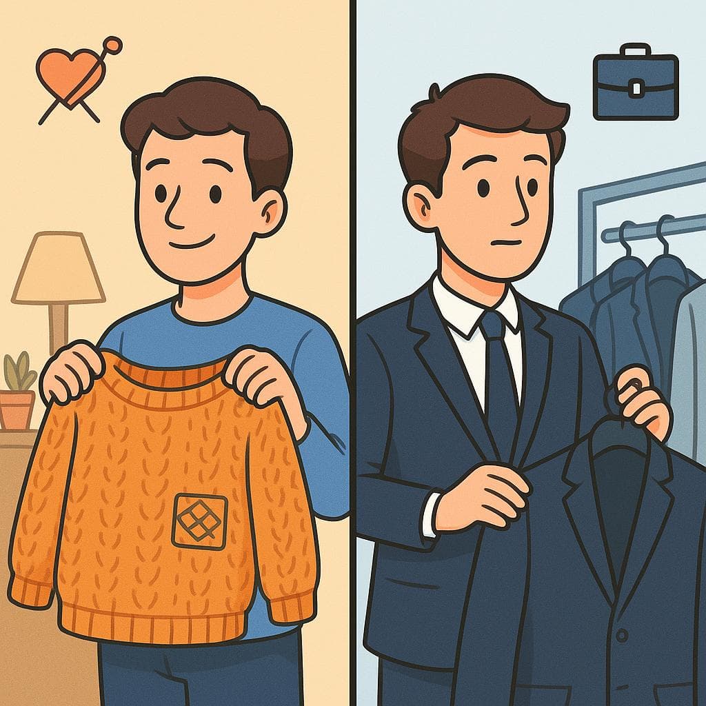 Split-screen contrasting 'propio' (one's own) with 'adecuado' (suitable for the situation).