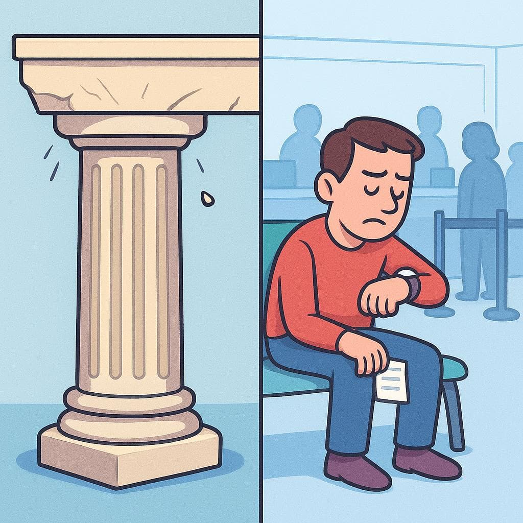 Split-screen showing soportar (physical support) vs aguantar (emotional endurance).