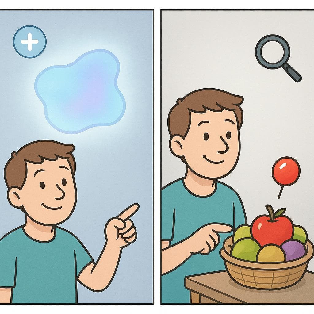 Split-screen showing 'lo' for abstract concepts versus 'el/la' for specific objects.