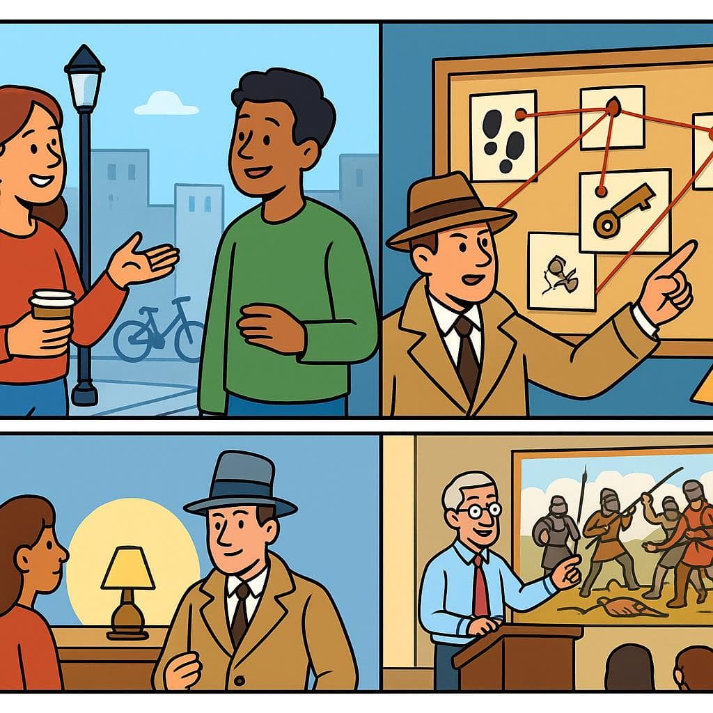 A three-panel cartoon showing the different formality levels of 'to happen'.