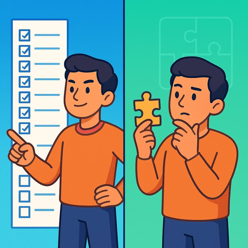 Split-screen showing deber (a required task) vs deber de (a logical guess).