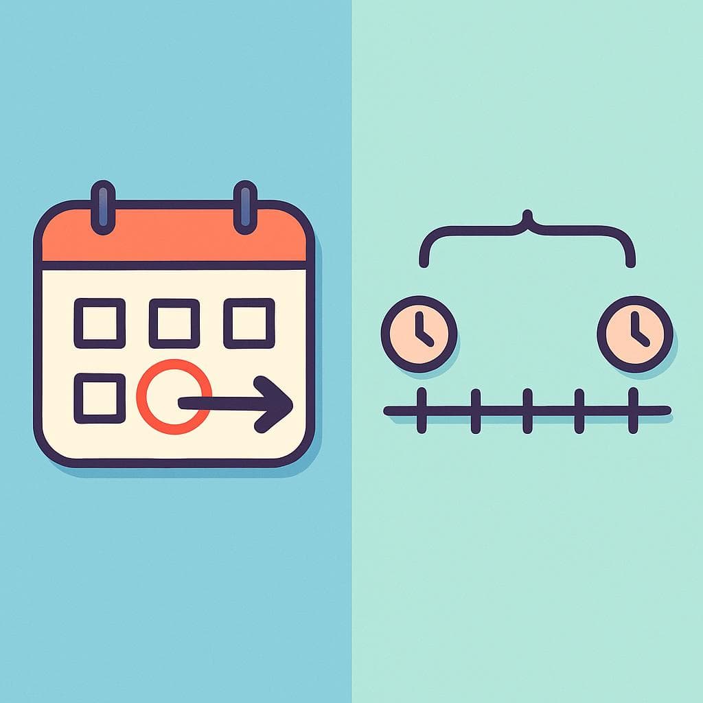 Split-screen showing 'desde' (starting point) vs 'hace' (duration).