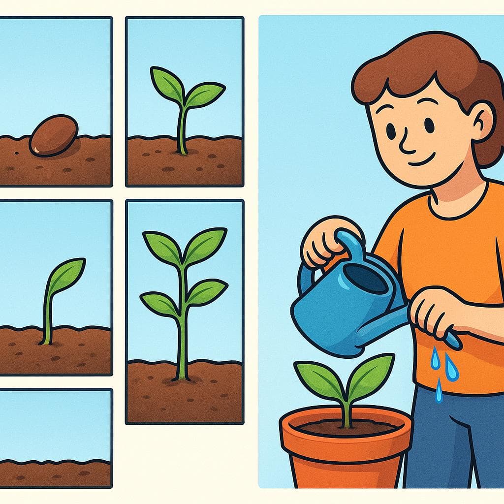Split-screen showing ir + gerund (gradual process) vs estar + gerund (snapshot in time).