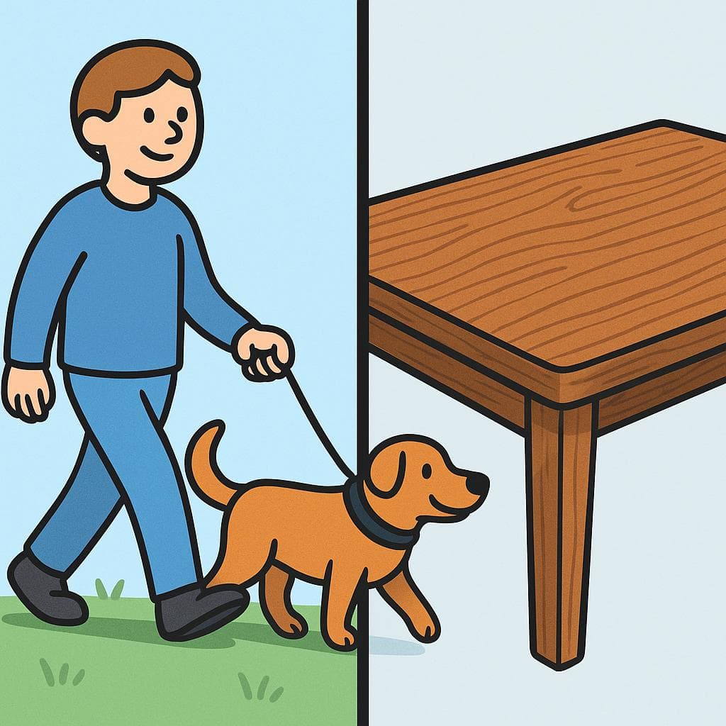 Split-screen showing 'con' (together with) vs 'de' (made of).