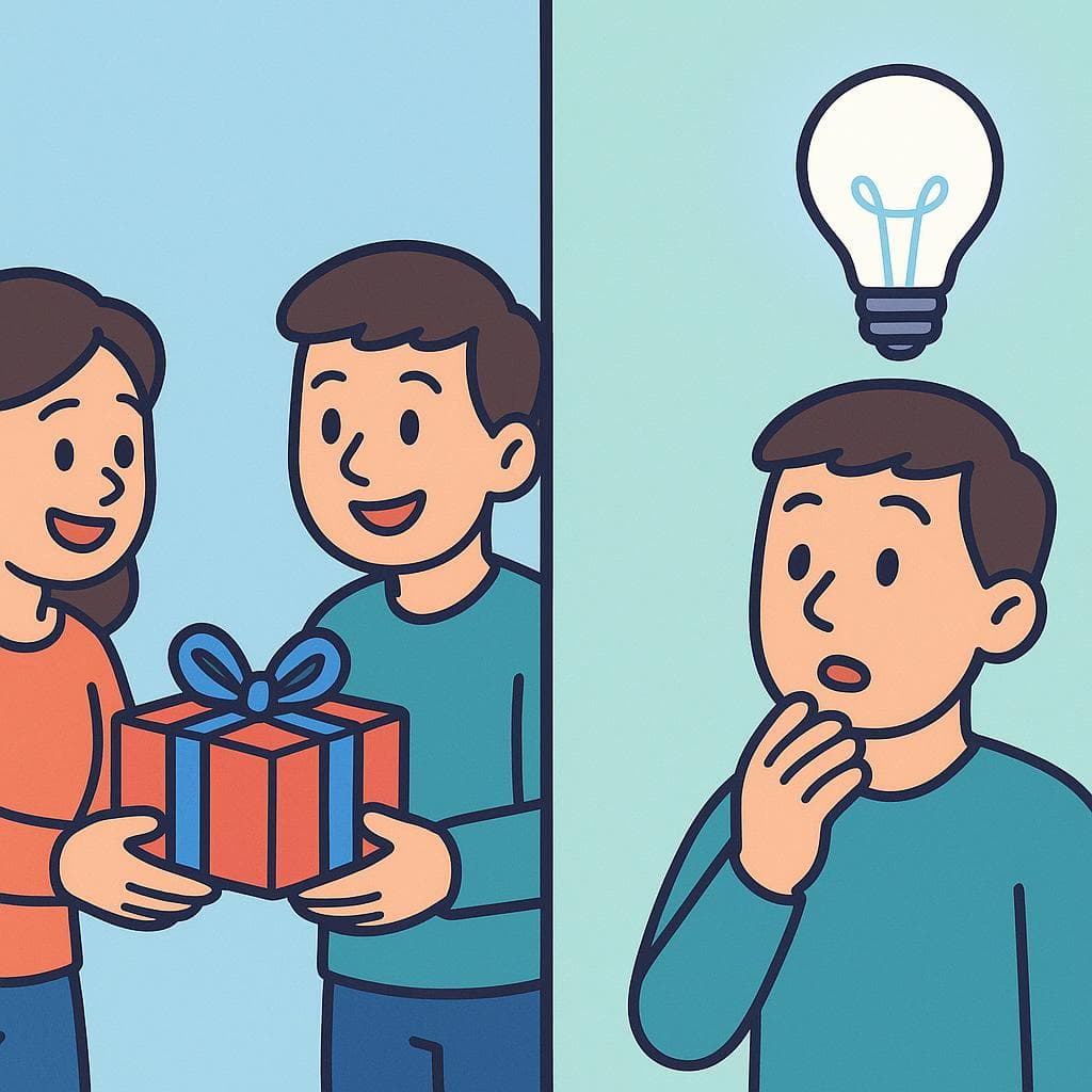 Split-screen showing 'dar' (a person giving a gift) vs 'darse' (a person having a lightbulb moment).