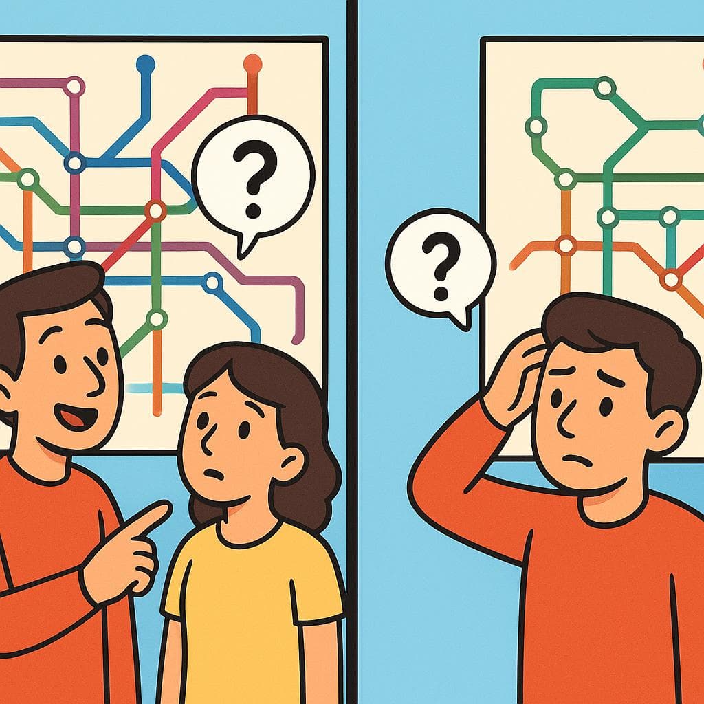 Split-screen showing 'confundir' (causing confusion) vs 'confundirse' (getting confused).