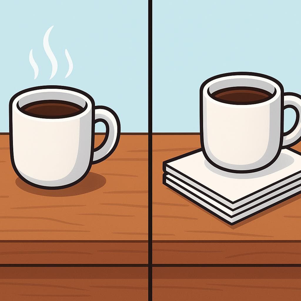 Split-screen showing the difference between 'en' (general contact on a surface) and 'sobre' (specifically on top of something).