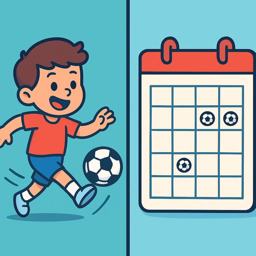 Split-screen comparing a single moment (progressive) vs. a repeated action (simple present).