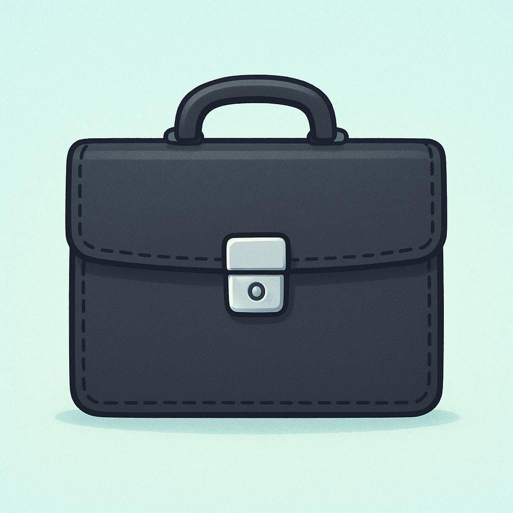 A professional, rectangular black briefcase with a handle and silver latch, resting on a clean surface.
