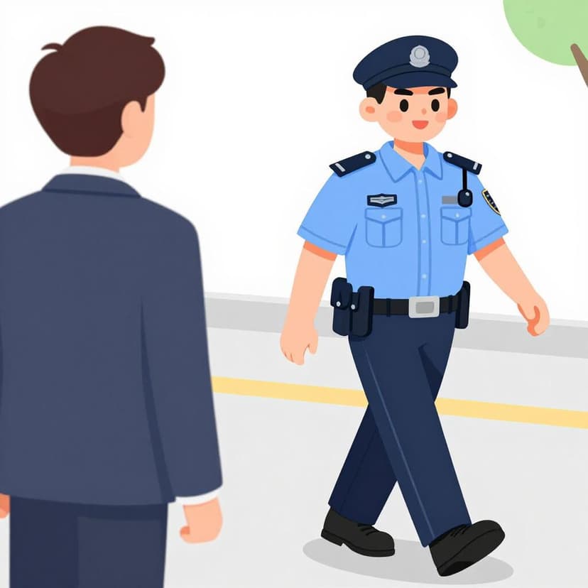 A sturdy security guard in a uniform walking closely beside a person to protect them.