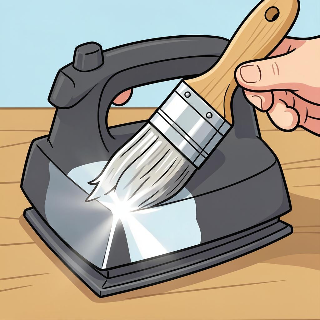 A shiny silver coating being applied to a dull metal sheet.