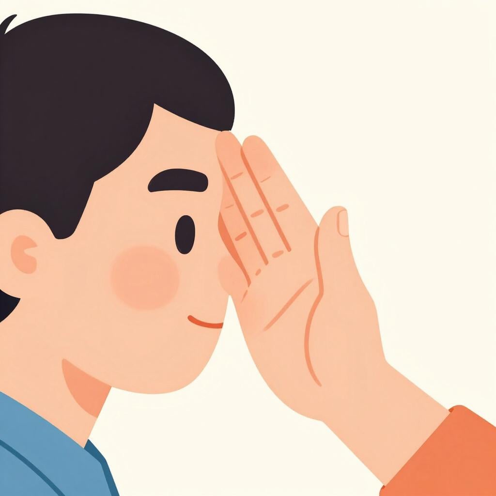 A colorful storybook illustration showing one person gently slapping another person's cheek with an open hand.