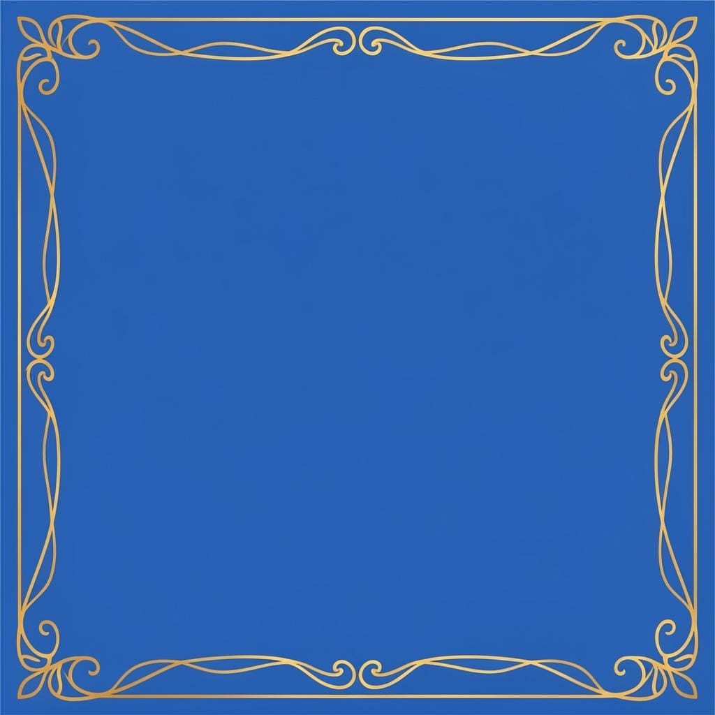 A decorative golden line bordering the edge of a blue rectangular frame.